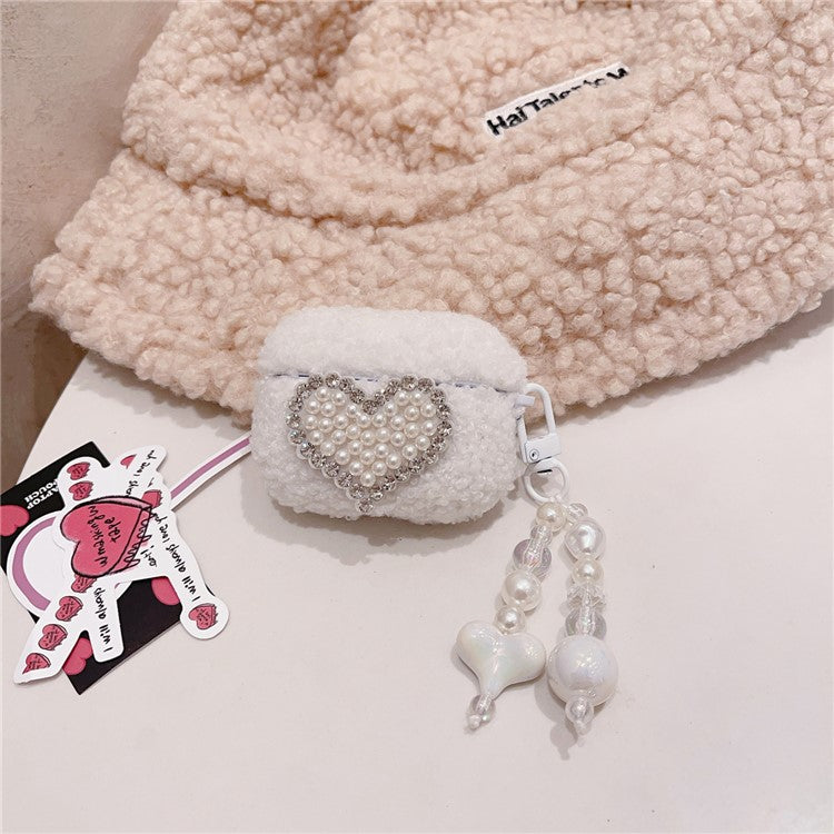 For Apple AirPods Pro Protective Cover TPU+Fluffy Warm Carrying Case with Pendant