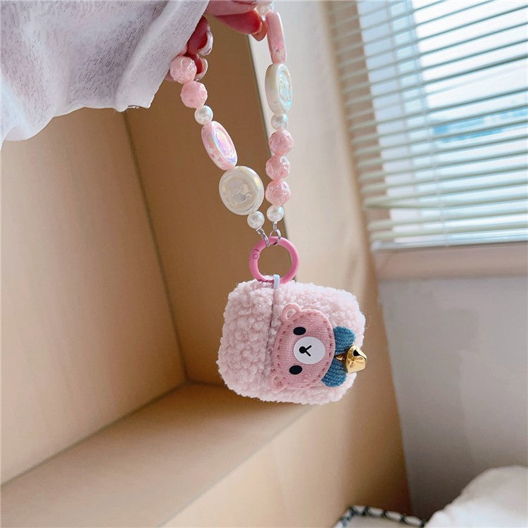 For AirPods with Wireless Charging Case (2019) / AirPods with Charging Case (2019) / (2016) Cover Cartoon Bear Soft Fluff TPU Earphone Case with Pendant