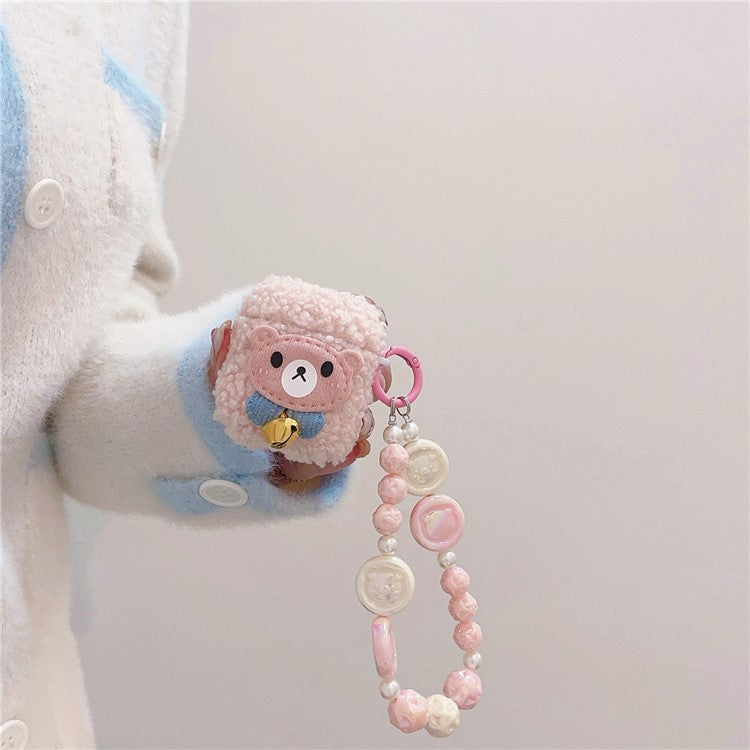 For AirPods with Wireless Charging Case (2019) / AirPods with Charging Case (2019) / (2016) Cover Cartoon Bear Soft Fluff TPU Earphone Case with Pendant