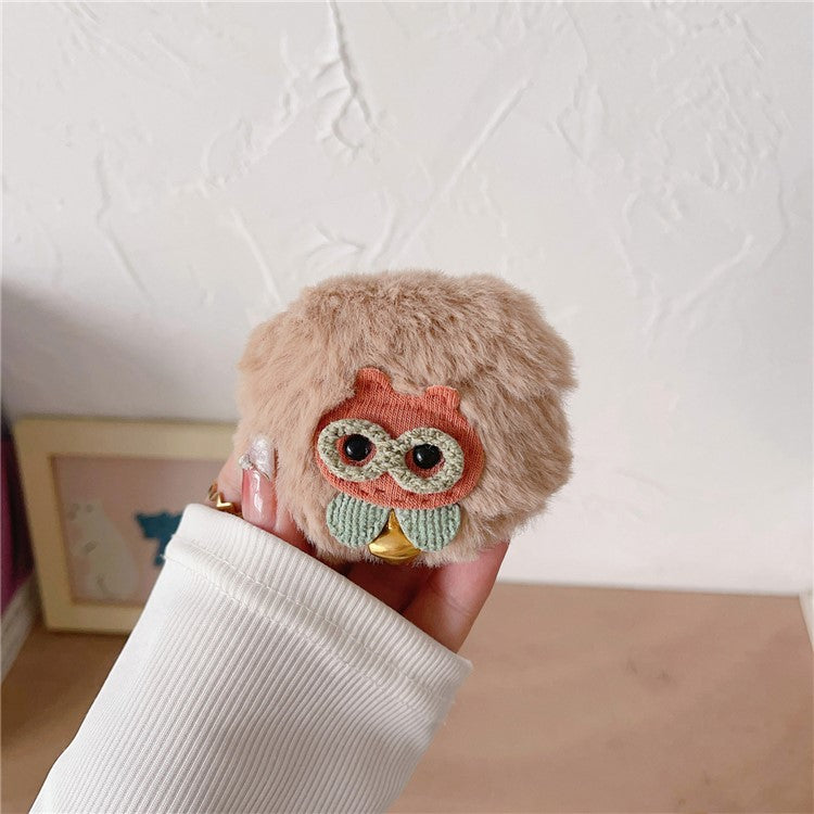 For Apple AirPods 3 Anti-drop Cover Cute Owl Soft Plush Bluetooth Earphone Case with Buckle