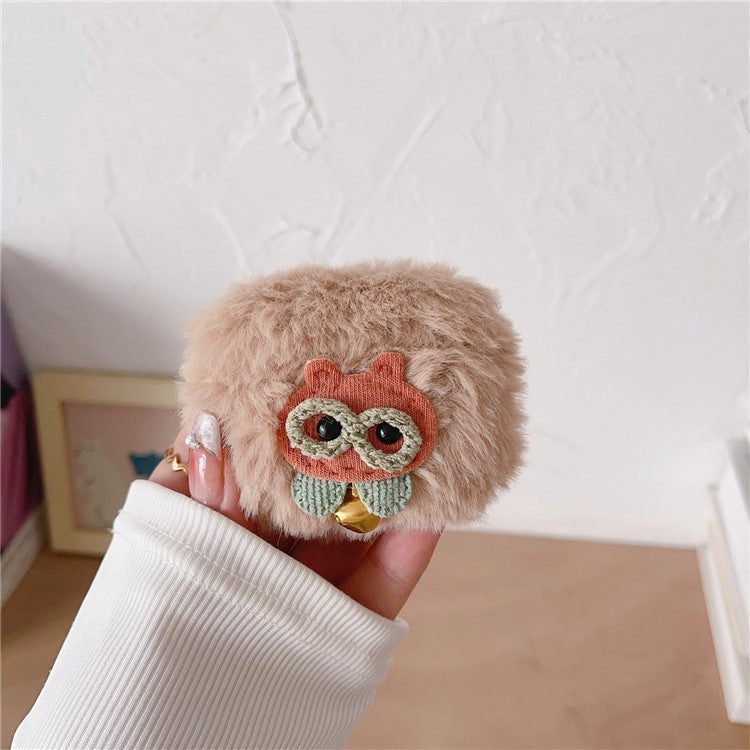 For Apple AirPods Pro Earphone Cover Cute Owl Soft Plush Protection Case with Hanging Buckle