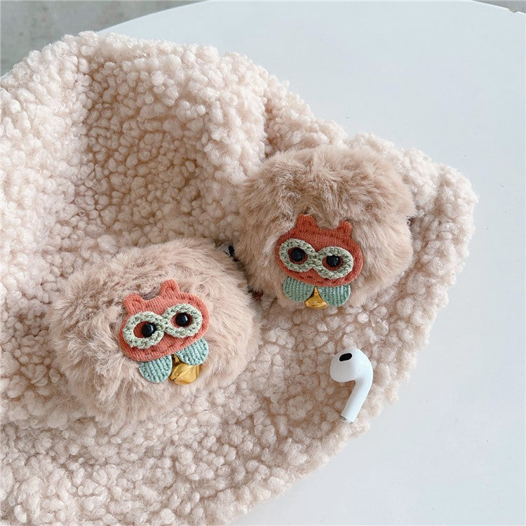 For AirPods Pro 2 Cartoon Owl Soft Plush Bluetooth Earphone Case Anti-drop Cover with Buckle