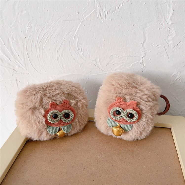 For AirPods Pro 2 Cartoon Owl Soft Plush Bluetooth Earphone Case Anti-drop Cover with Buckle