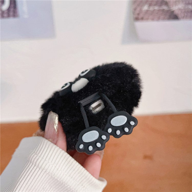 Plush Case for AirPods with Charging Case (2016) / (2019) / AirPods with Wireless Charging Case (2019) Cartoon Raccoon Earphone Cover - Black