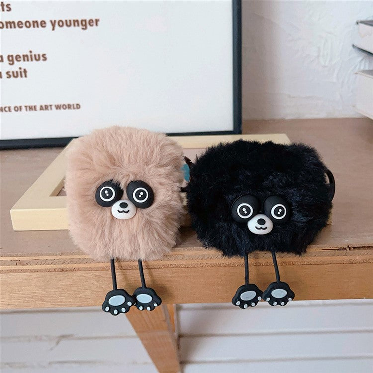 Plush Case for AirPods with Charging Case (2016) / (2019) / AirPods with Wireless Charging Case (2019) Cartoon Raccoon Earphone Cover - Black