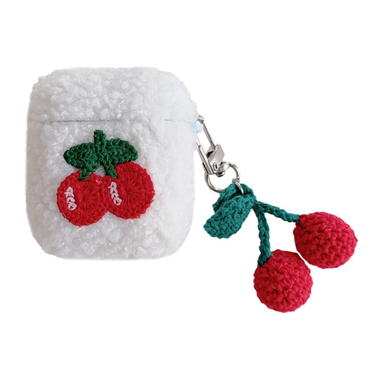 Earphone Cover for AirPods with Charging Case (2016) / (2019) / AirPods with Wireless Charging Case (2019) Plush Case with Cherry Pendant