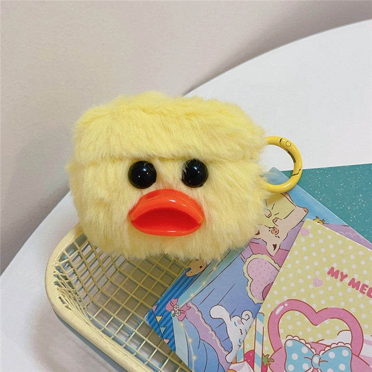 For Apple AirPods Pro 2 Earphone Case Cartoon Duck Fluffy Earbud Cover with Ring Buckle - Cute Duck