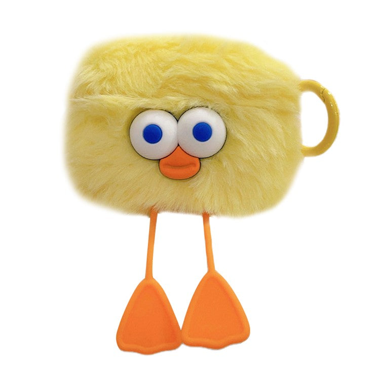 For Apple AirPods Pro Plush Fluffy Earphone Case Cartoon Duck Anti-drop Cover with Ring Buckle - Duck Feet