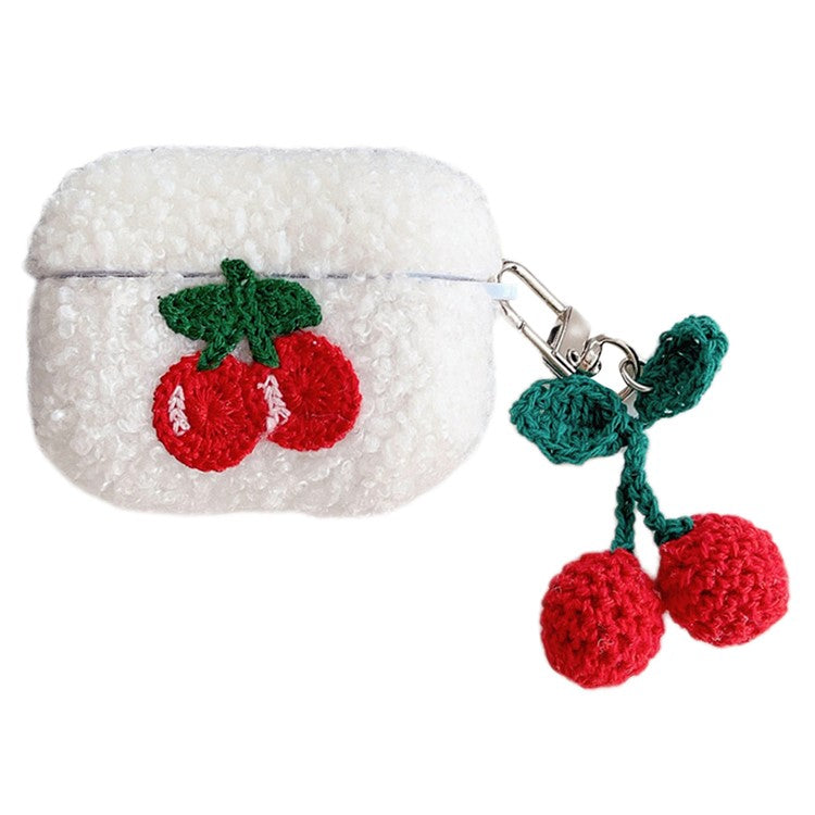 Cherry Plush Earphone Case for Apple AirPods Pro Earbud Protective Cover with Pendant