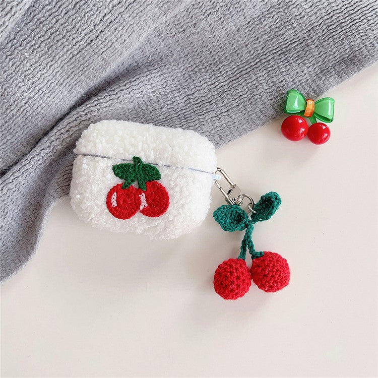 Cherry Plush Earphone Case for Apple AirPods Pro Earbud Protective Cover with Pendant