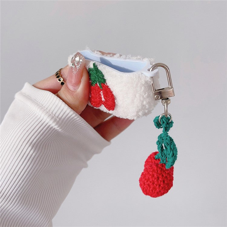 Cherry Plush Earphone Case for Apple AirPods Pro Earbud Protective Cover with Pendant