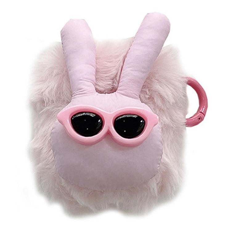 Plush Case for AirPods with Charging Case (2016) / (2019) / AirPods with Wireless Charging Case (2019) Fluffy Rabbit Earphone Cover - Pink