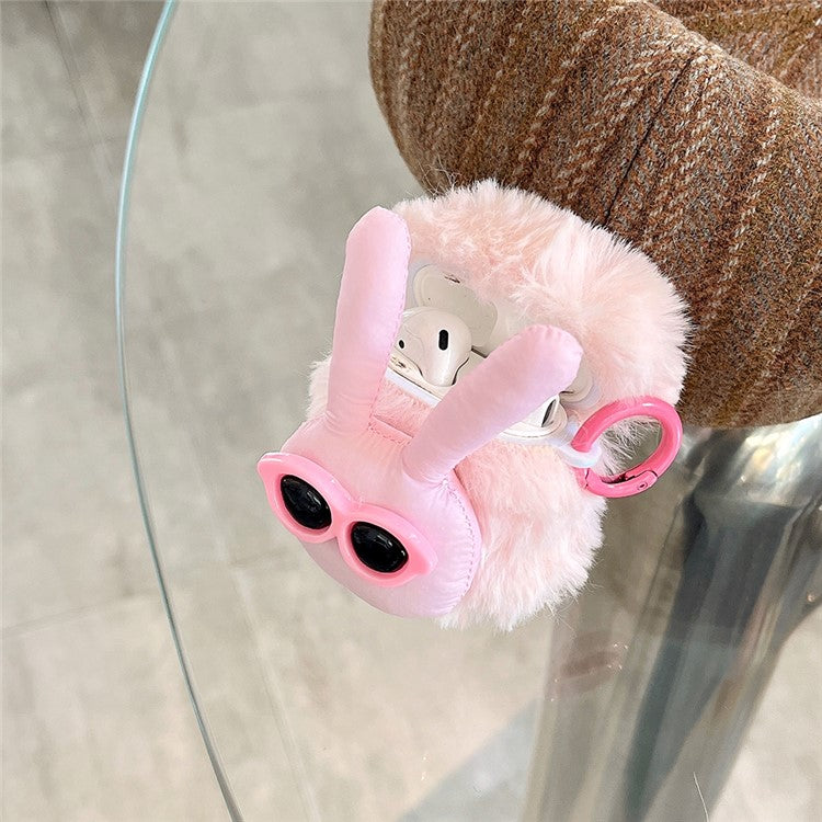 Plush Case for AirPods with Charging Case (2016) / (2019) / AirPods with Wireless Charging Case (2019) Fluffy Rabbit Earphone Cover - Pink