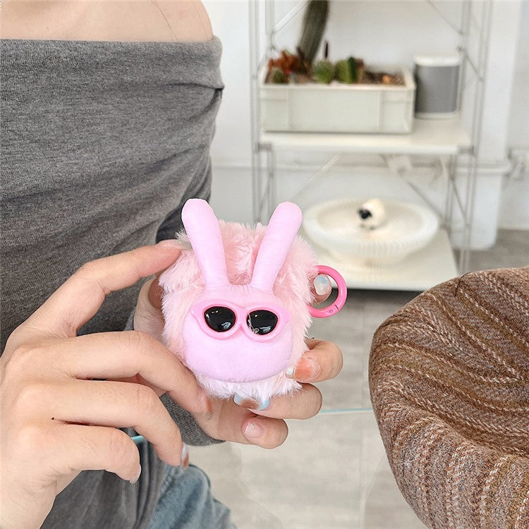 Plush Case for AirPods with Charging Case (2016) / (2019) / AirPods with Wireless Charging Case (2019) Fluffy Rabbit Earphone Cover - Pink