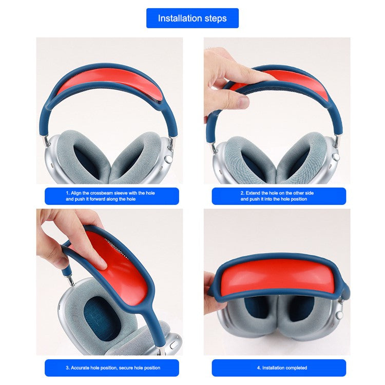 For AirPods Max 2024 (USB-C) / Max Headphone Silicone Earmuff Shell Earpad Cover Headband Cover Crossbeam Cover Set - Transparent Black