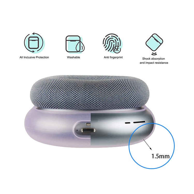 For AirPods Max 2024 (USB-C) / Max Headphone Silicone Earmuff Shell Earpad Cover Headband Cover Crossbeam Cover Set - Transparent Blue