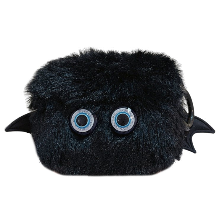 For Apple AirPods Pro Protective Case Warm Plush Little Demon Earphone Cover with Anti-Lost Buckle - with Bat Wings