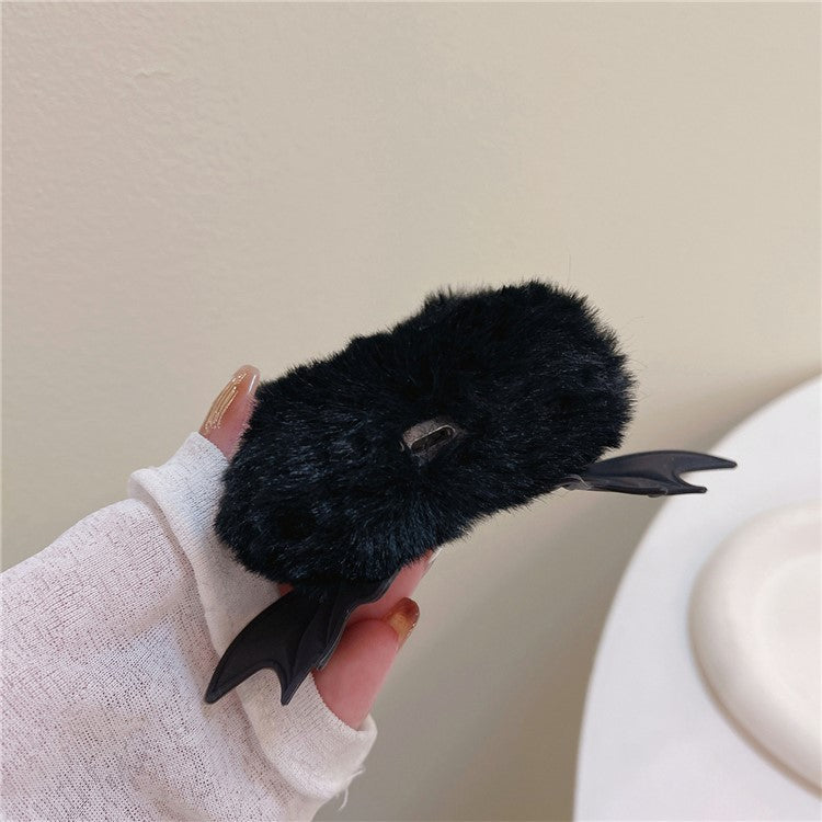 For Apple AirPods Pro Protective Case Warm Plush Little Demon Earphone Cover with Anti-Lost Buckle - with Bat Wings