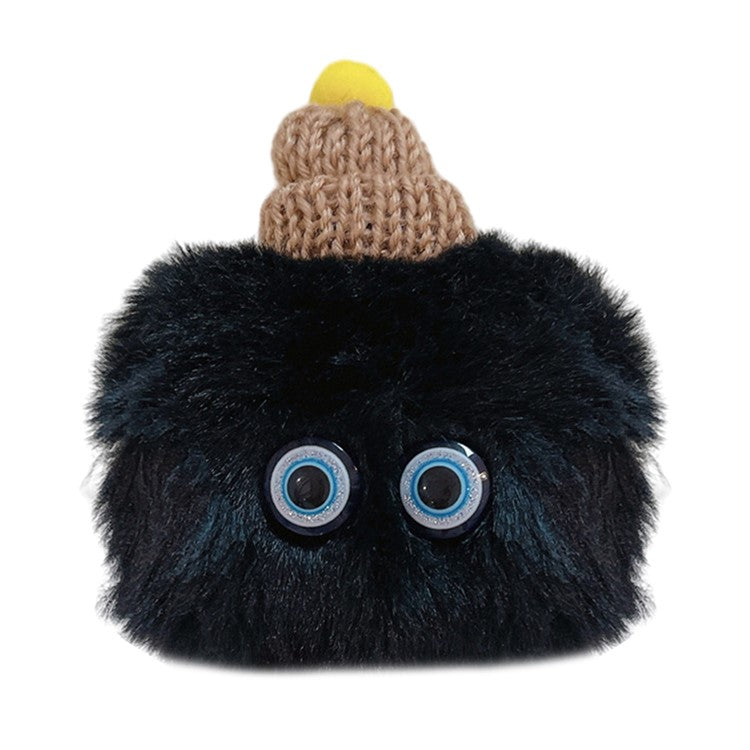 For Apple AirPods 3 Earbuds Case Winter Warm Soft Fur Furry Little Demon Cover with Buckle - with Hat