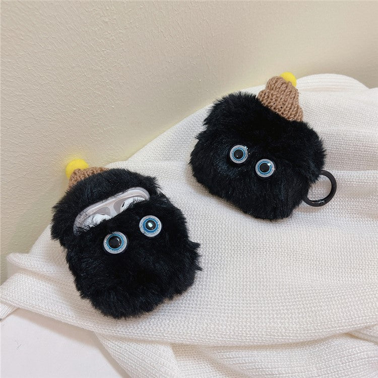 For Apple AirPods Pro 2 Little Demon Case Soft Fur Fluffy Earphone Cover with Buckle - with Bat Wings