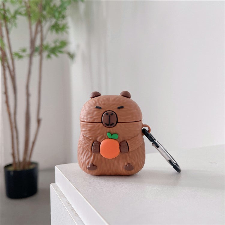 TPU Case for Apple AirPods with Charging Case (2016) / (2019) / AirPods with Wireless Charging Case (2019) Cartoon Capybara Earphone Cover