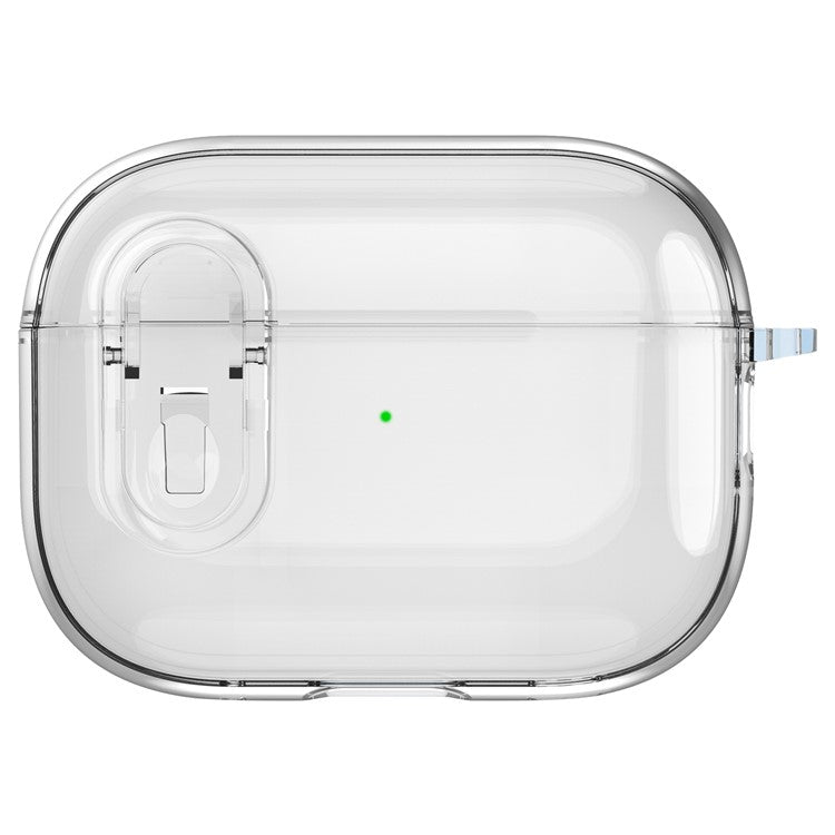 For AirPods Pro 2 Clear Earphone Case PC + TPU Bluetooth Earbud Cover with Hanging Buckle - Transparent