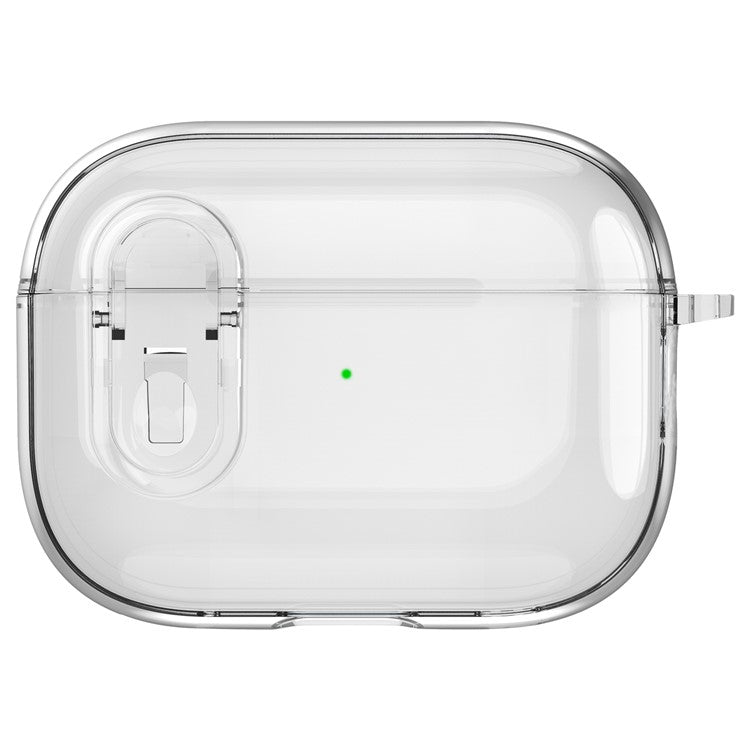 For Apple AirPods Pro Bluetooth Earphone Case PC + TPU Crystal Clear Cover with Hanging Buckle - Transparent