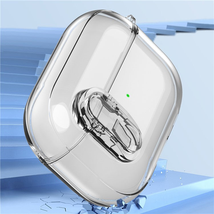 For Apple AirPods Pro Bluetooth Earphone Case PC + TPU Crystal Clear Cover with Hanging Buckle - Transparent