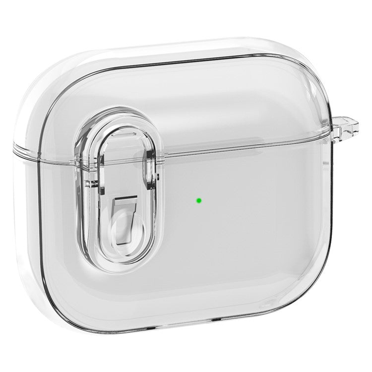 For Apple AirPods 3 Earphone Case PC + TPU Anti-drop Clear Earbud Cover with Hanging Buckle - Transparent