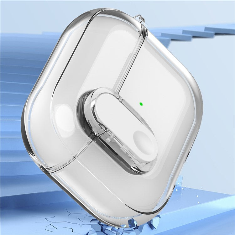 For Apple AirPods 3 Earphone Case PC + TPU Anti-drop Clear Earbud Cover with Hanging Buckle - Transparent