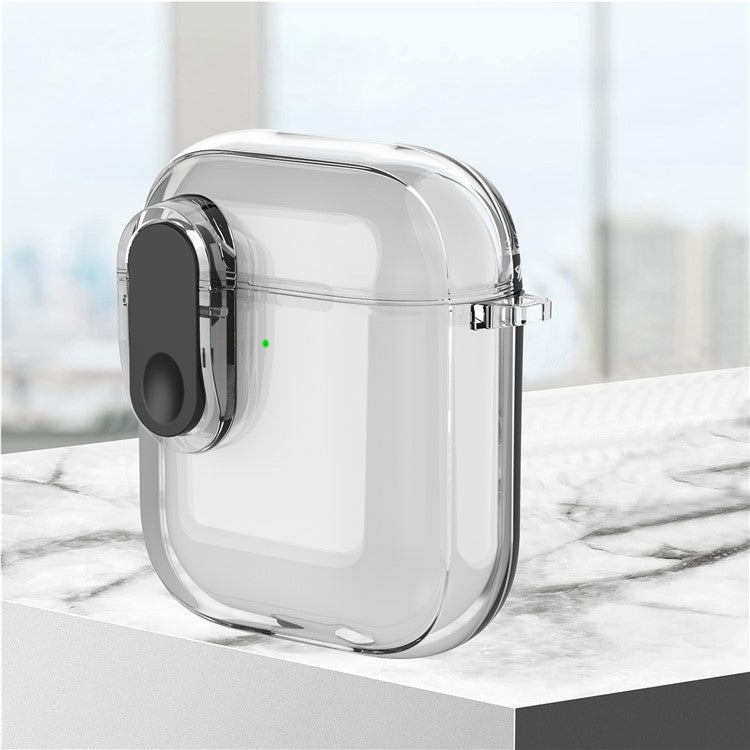 For Apple AirPods with Charging Case (2016) / (2019) / AirPods with Wireless Charging Case (2019) Case Clear Earphone Cover - Transparent+Black Lock