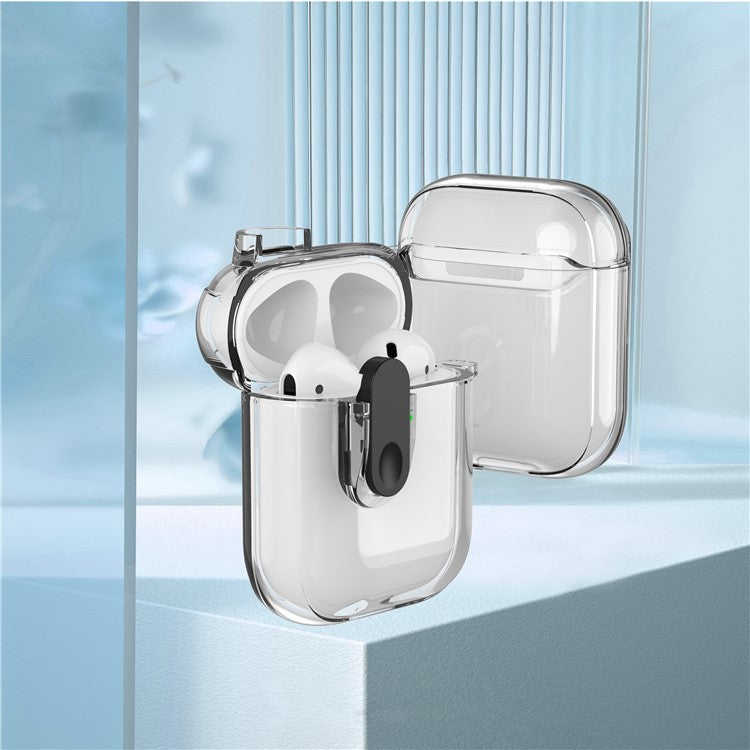 For Apple AirPods with Charging Case (2016) / (2019) / AirPods with Wireless Charging Case (2019) Case Clear Earphone Cover - Transparent+Black Lock