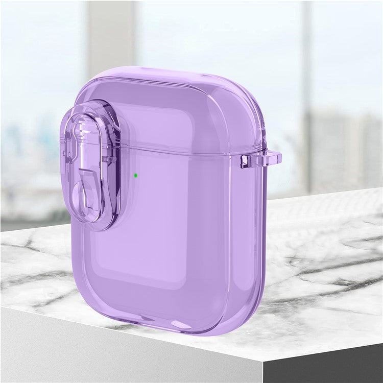 For Apple AirPods with Charging Case (2016) / (2019) / AirPods with Wireless Charging Case (2019) Case Clear Earphone Cover - Purple