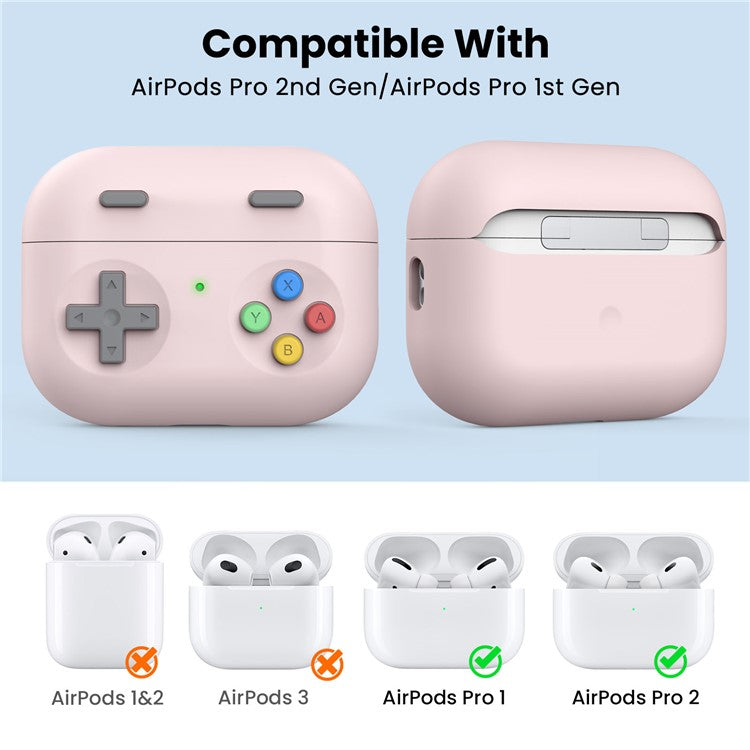 AHASTYLE PT-DD04 For Apple AirPods Pro 2 Game Console Design Split Silicone Protective Cover Earphone Case - Pink