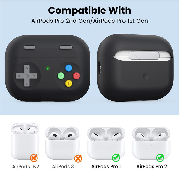 AHASTYLE PT-DD04 For Apple AirPods Pro 2 Game Console Design Split Silicone Protective Cover Earphone Case - Black