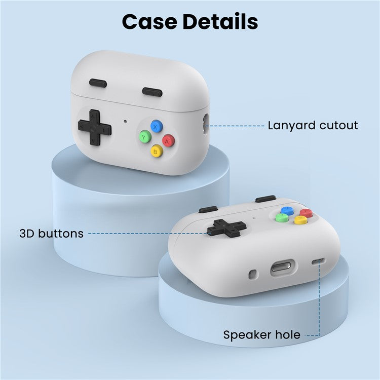 AHASTYLE PT-DD04 For Apple AirPods Pro 2 Game Console Design Split Silicone Protective Cover Earphone Case - Light Grey