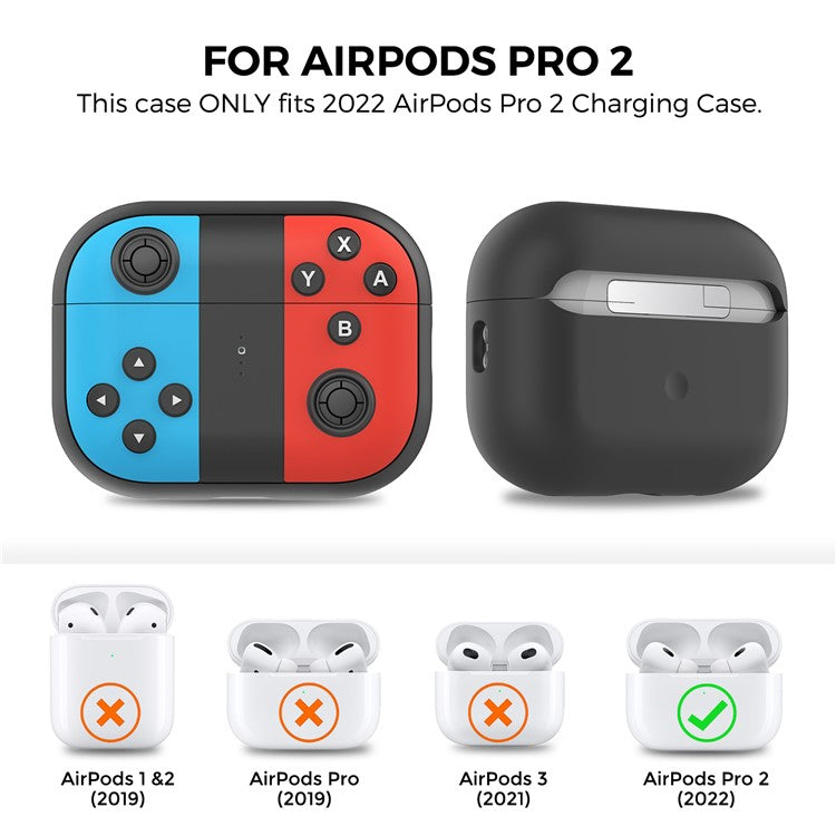 AHASTYLE PT-JY08 For Apple AirPods Pro 2 Split Silicone Protective Cover Game Console Design Earphone Case - Red+Blue