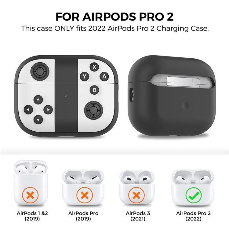 AHASTYLE PT-JY08 For Apple AirPods Pro 2 Split Silicone Protective Cover Game Console Design Earphone Case - Black+White