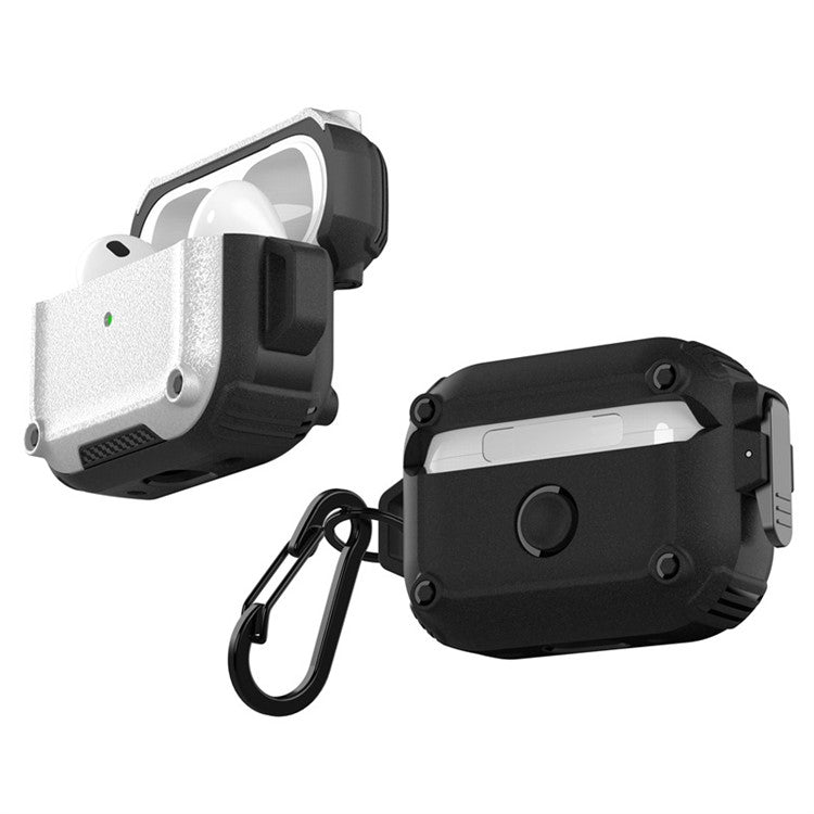 Earphone Case for AirPods Pro 2 PC+TPU Bluetooth Earbud Cover with Hanging Buckle - White