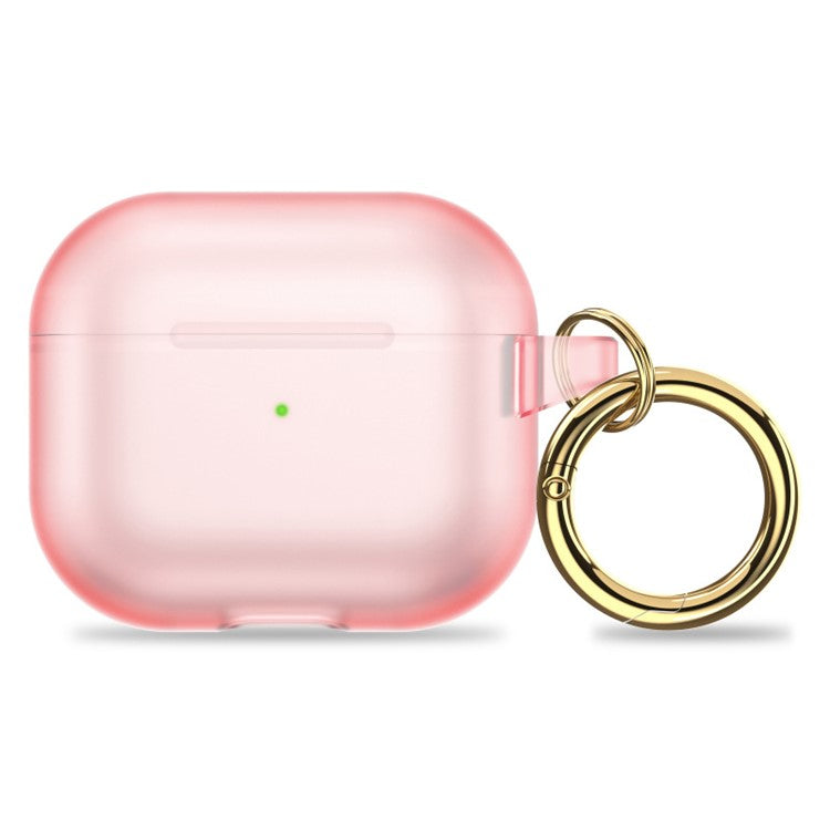 Soft TPU Case for AirPods Pro 2 Bluetooth Earbud Skin-touch Translucent Cover with Hanging Buckle - Transparent Pink