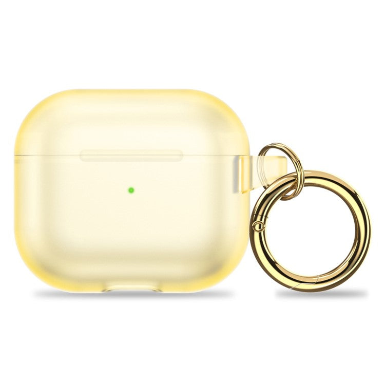 Soft TPU Case for AirPods Pro 2 Bluetooth Earbud Skin-touch Translucent Cover with Hanging Buckle - Transparent Gold