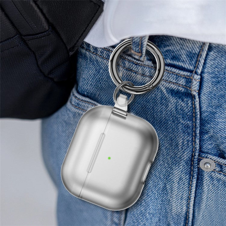 Soft TPU Case for AirPods Pro 2 Bluetooth Earbud Skin-touch Translucent Cover with Hanging Buckle - Transparent