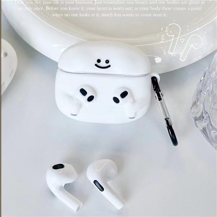 For Apple AirPods 3 Cartoon Expression Silicone Cover Earphone Anti-drop Case with Anti-lost Buckle