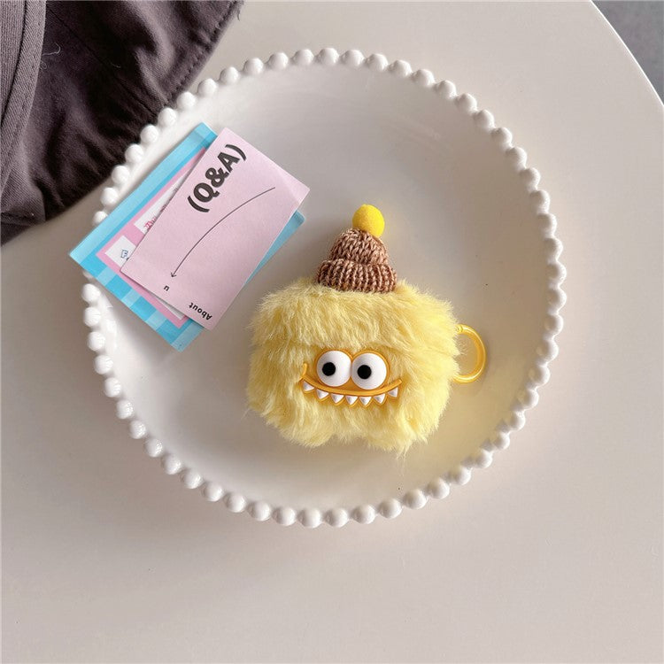 For Apple AirPods 3 Cute Cartoon Shark Soft Plush Cover Autumn Winter Earphone Protective Case - Yellow