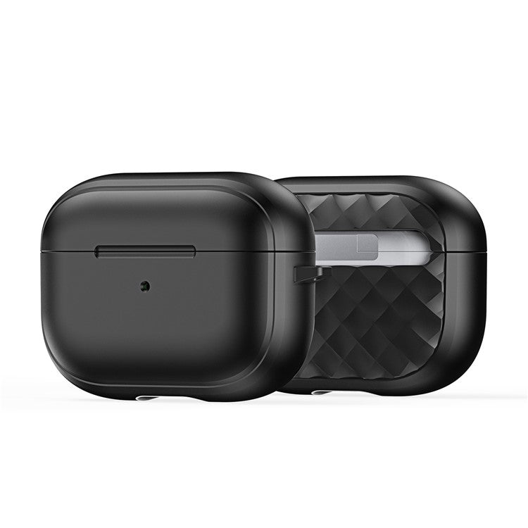 DUX DUCIS PECC Series Earbuds Box Case for Apple AirPods Pro 2 TPU+PC Earphone Cover with Carabiner - Black+Black