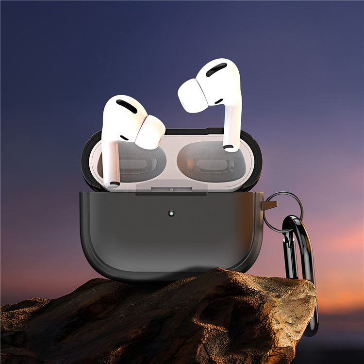 DUX DUCIS PECC Series Earbuds Box Case for Apple AirPods Pro 2 TPU+PC Earphone Cover with Carabiner - Black+White