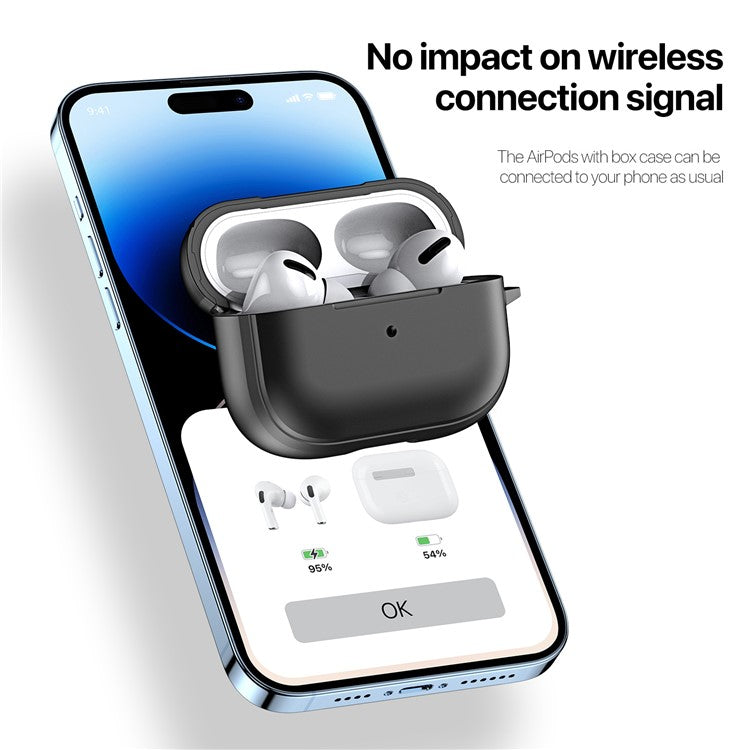 DUX DUCIS PECC Series Earbuds Box Case for Apple AirPods Pro 2 TPU+PC Earphone Cover with Carabiner - Blue+Black