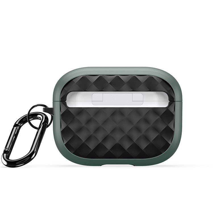 DUX DUCIS PECC Series Earbuds Box Case for Apple AirPods Pro 2 TPU+PC Earphone Cover with Carabiner - Blackish Green+Black