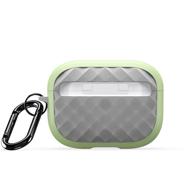 DUX DUCIS PECC Series Earbuds Box Case for Apple AirPods Pro 2 TPU+PC Earphone Cover with Carabiner - Green+Grey