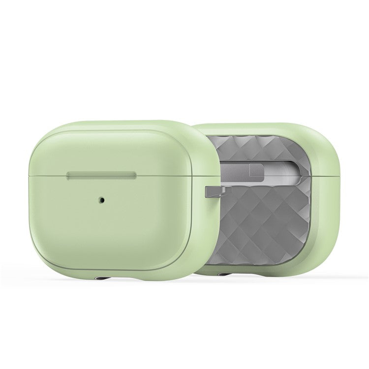 DUX DUCIS PECC Series Earbuds Box Case for Apple AirPods Pro 2 TPU+PC Earphone Cover with Carabiner - Green+Grey